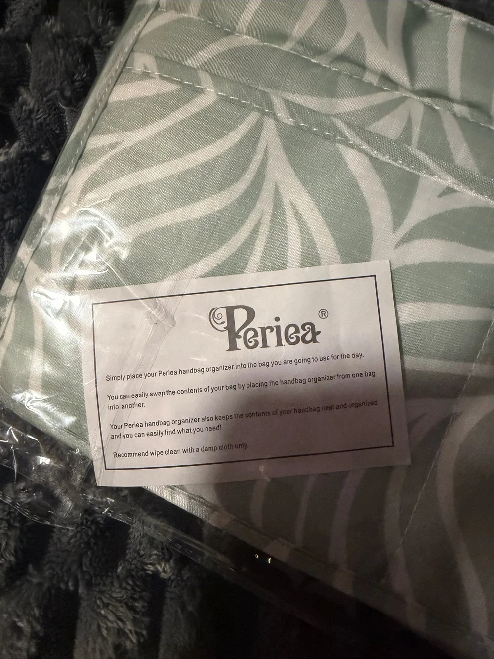 Mint Green Leaf Makeup Organizer Bag